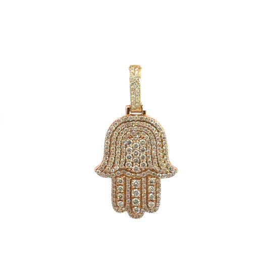 Rose Gold Hamsa Pendant 2.25CT 9.8GR 14K