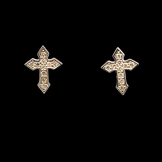 ARETES CRUZ BLANCO DIAMANTES 1.2GR 14K 0.17CT(SLNER 0030)