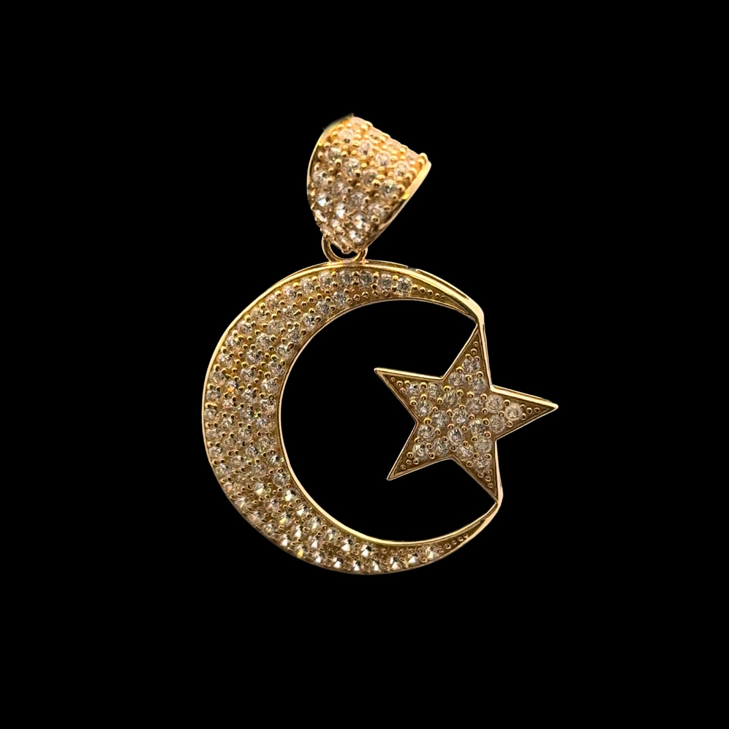 Big Star Moon Pendant (CZ) 3GR 14K