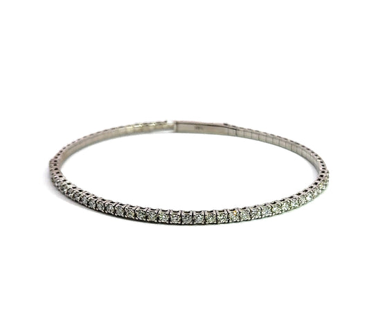 Brazalete de oro blanco de 7,4 gr, 2,4 mm, 1,11 ct, 14 quilates, 7"