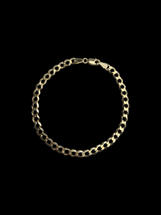 14K GOLD SOLID CUBAN BRACELET (3.4GR 4MM 7")
