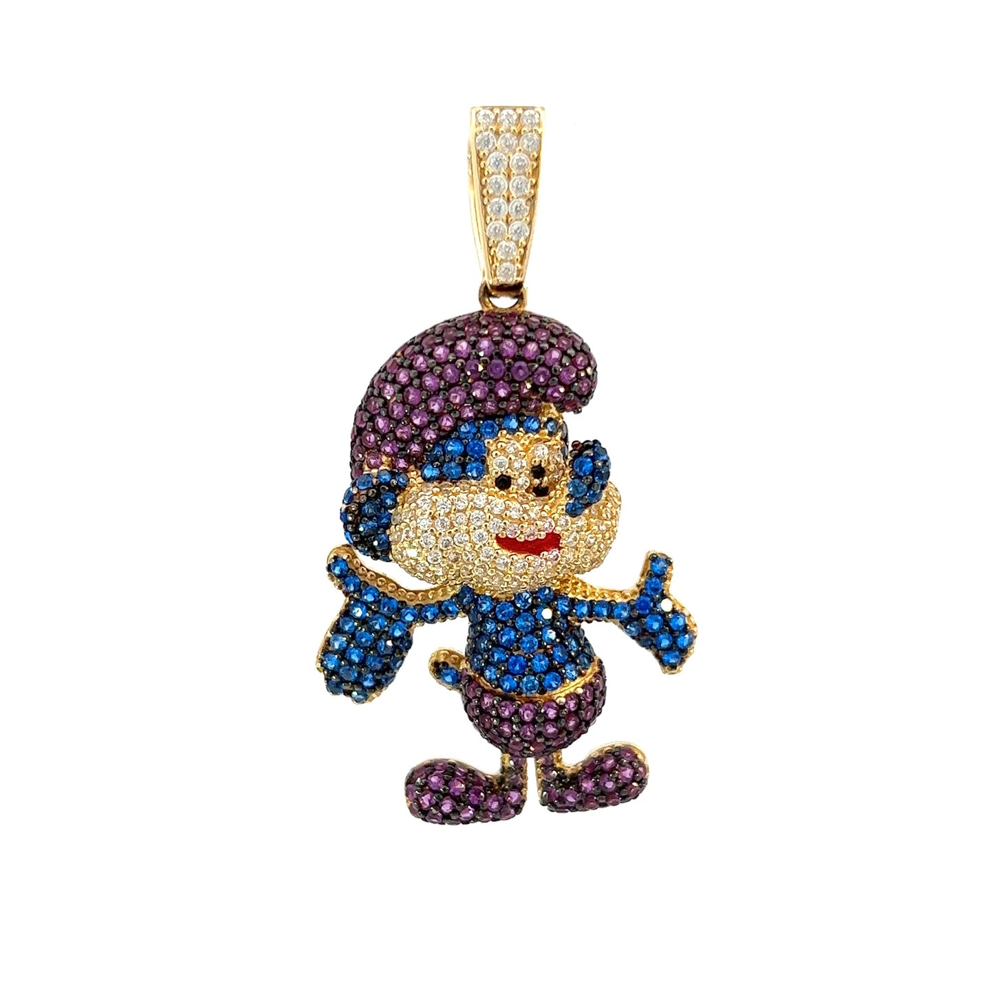 Yellow Gold Papa Smurf Pendant (CZ) 9.7GR 14K