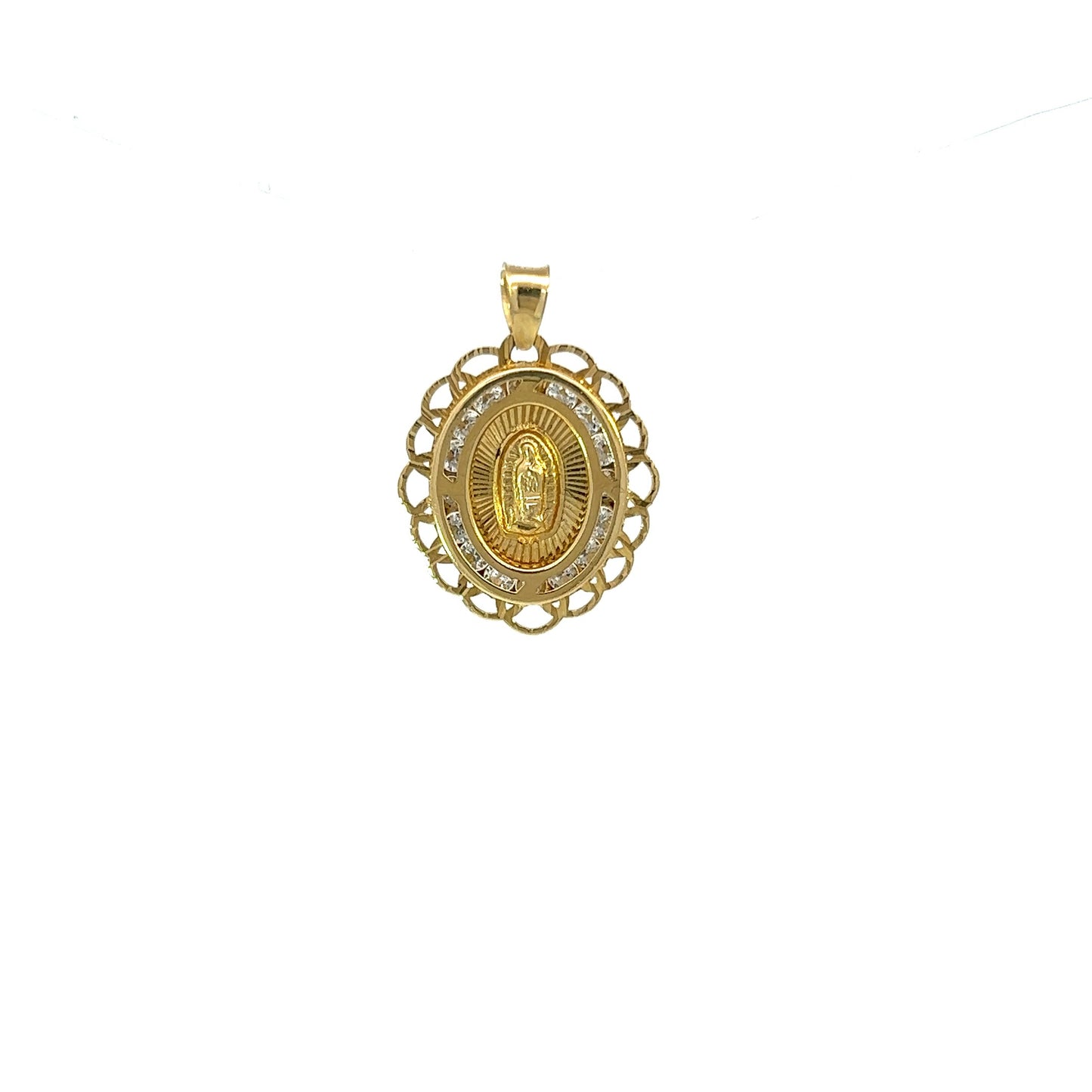 Yellow Gold Virgin Mary Pendant (CZ) 1GR 14K