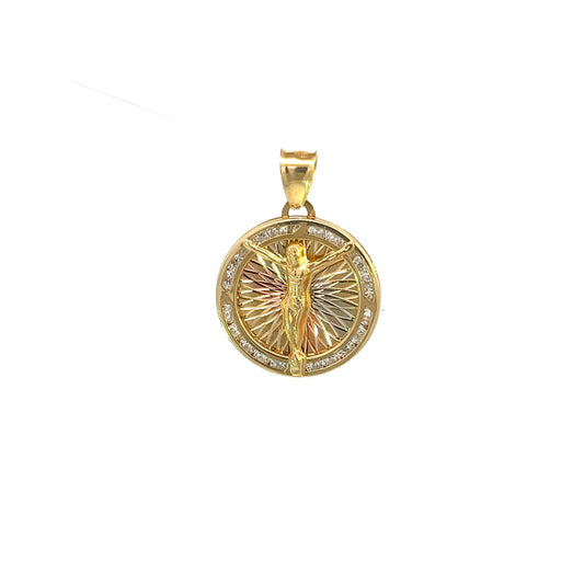 Yellow Gold Jesus Medallion (CZ) 1.5GR 14K