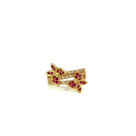 Fuchsia Butterfly Ring CZ 4.1GR 14K 7"