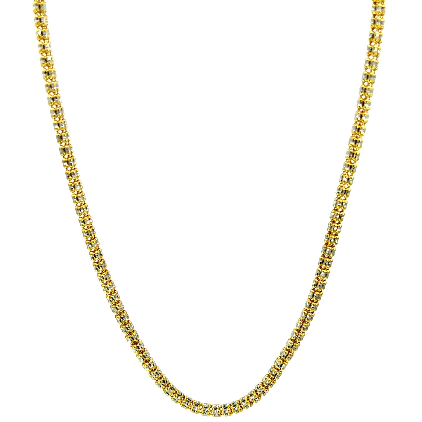 Cadena de oro amarillo con forma de luna y hielo, 10,8 gr, 2,9 mm, 14 quilates, 18"