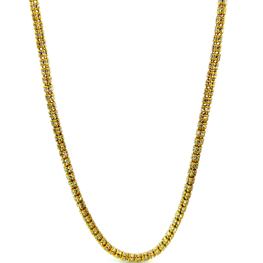 Cadena de oro amarillo con forma de luna y hielo, 22,6 gr, 3,8 mm, 14 quilates, 22"