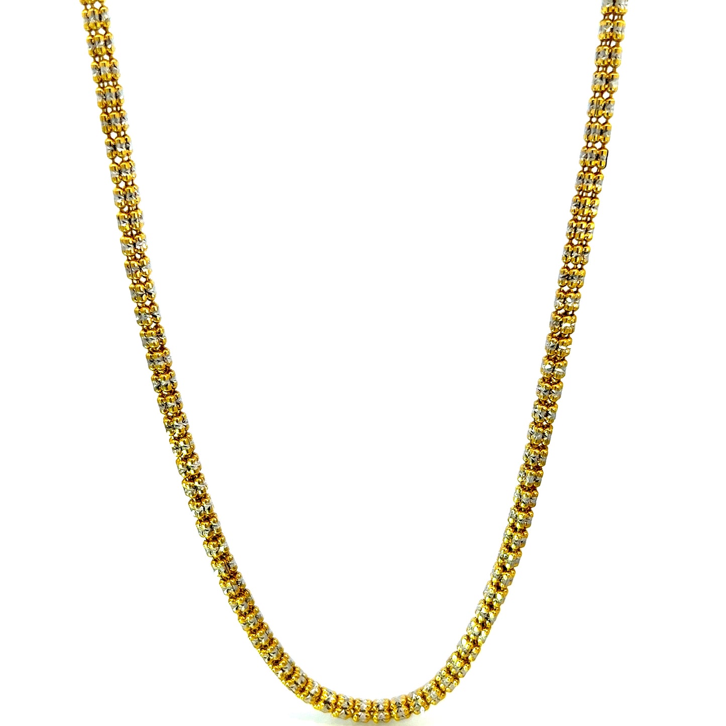 Cadena de oro amarillo con forma de luna y hielo, 20,3 gr, 3,8 mm, 14 quilates, 20"