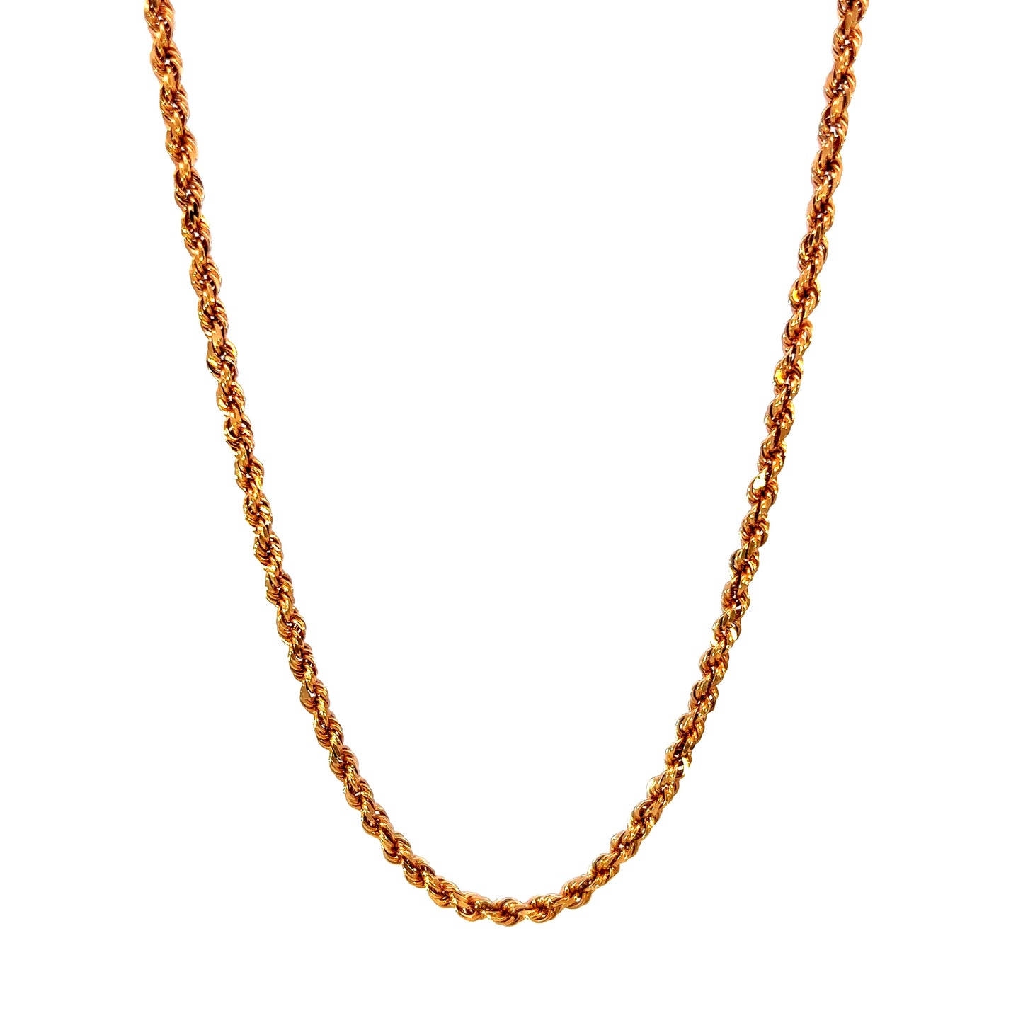 Solid Rose Gold Rope Chain 19GR 3MM 14K 24"