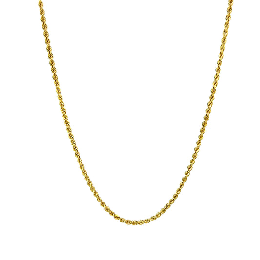 Hollow Yellow Gold Rope Chain 4GR 2.2MM 14K 22"