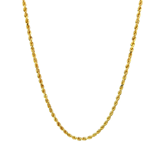 Hollow Yellow Gold Rope Chain 4.5GR 3MM 14K 16"