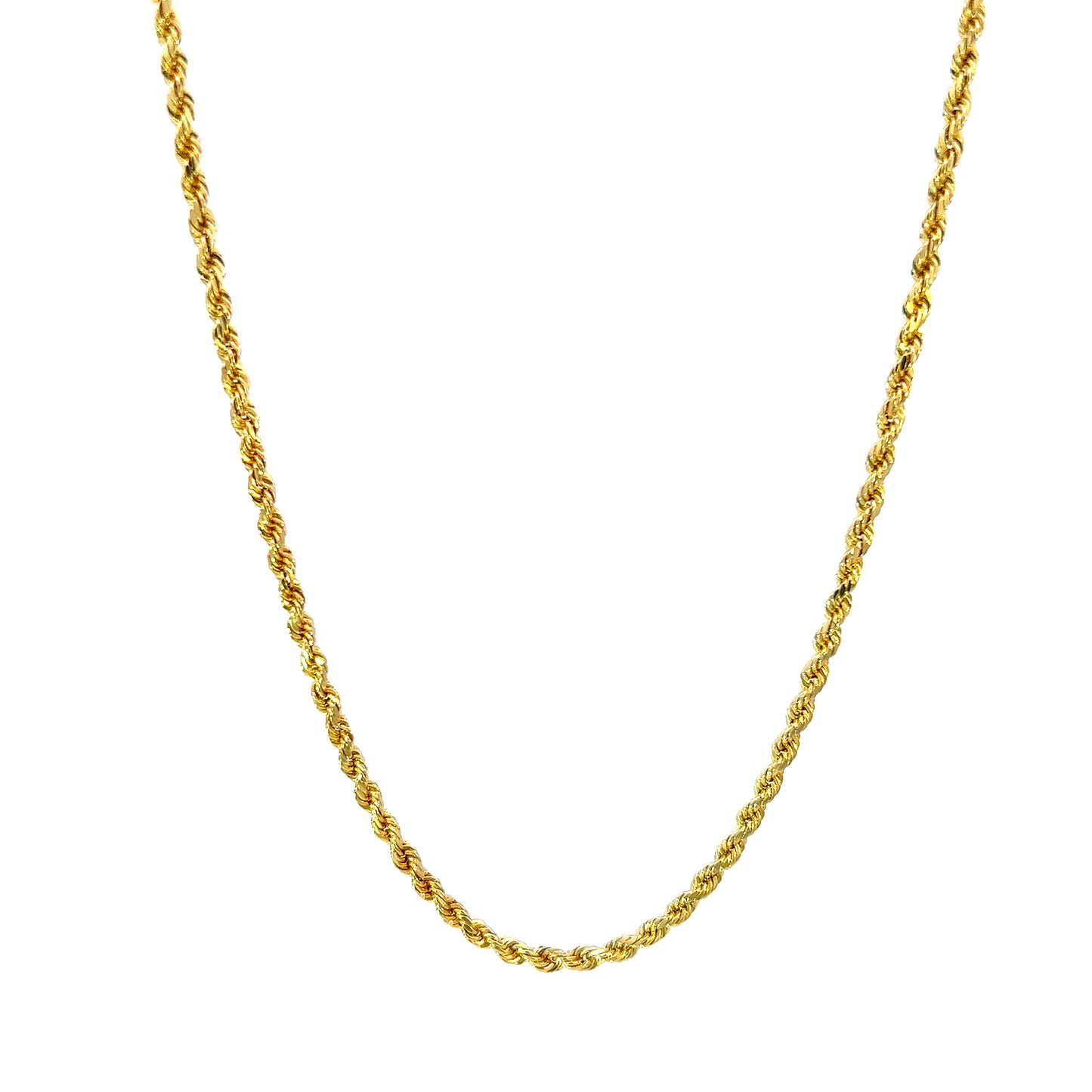 Hollow Yellow Gold Rope Chain 3GR 2.2MM 14K 16"