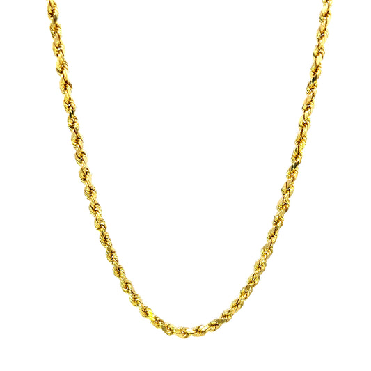 Hollow Yellow Gold Rope Chain 6.5GR 4MM 10K 20"