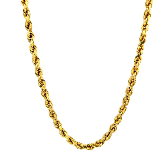 Hollow Yellow Gold Rope Chain 19.9GR 6.2MM 14K 22"