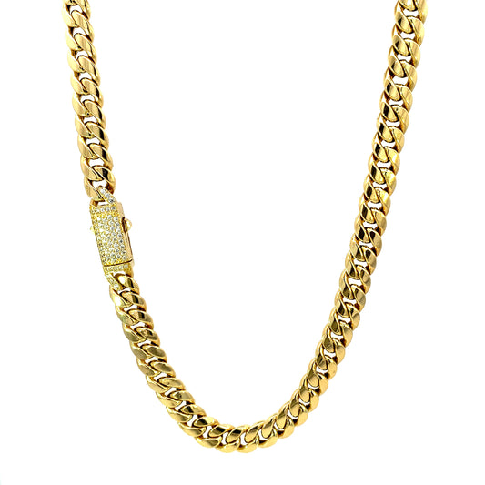 Cuban Link Chain W/ CZ Clasp 17.1GR 7.3MM 14K 18"