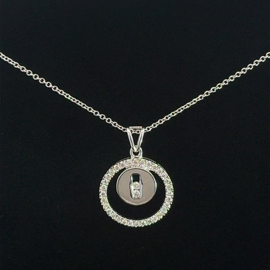 Yellow Gold Circle Necklace  0.54CT 5.1GR 14K 16"