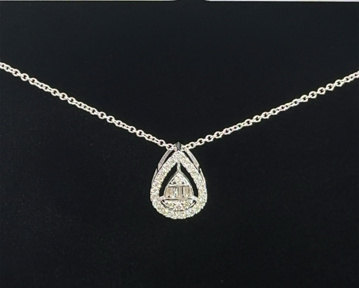 Pear Shaped Necklace 0.41CT 3.1GR 14K 16"