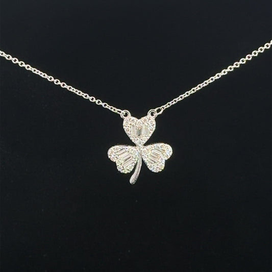 Clover Necklace 0.47CT 3.7GR 14K 16"