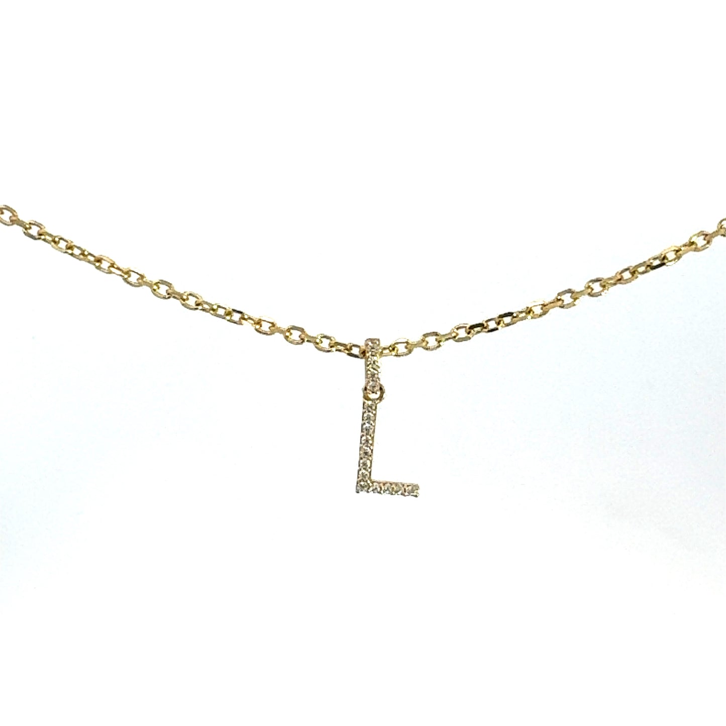 Letter L Necklace 3.4GR 14K 18"5