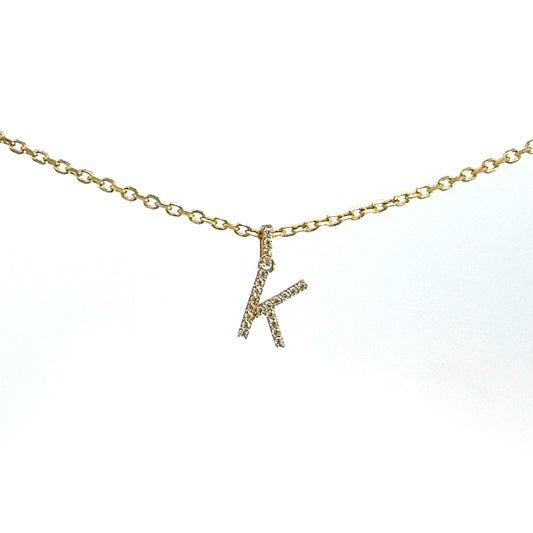 Letter K Necklace 3.4GR 14K 18"