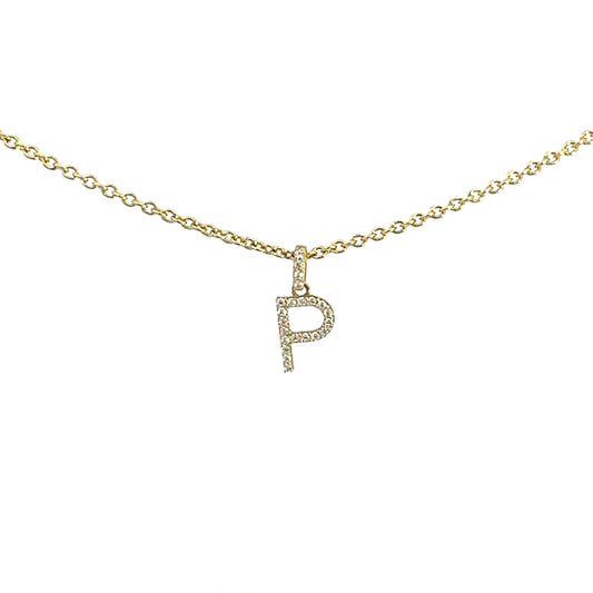 Letter P Necklace 3.3GR 14K 18"