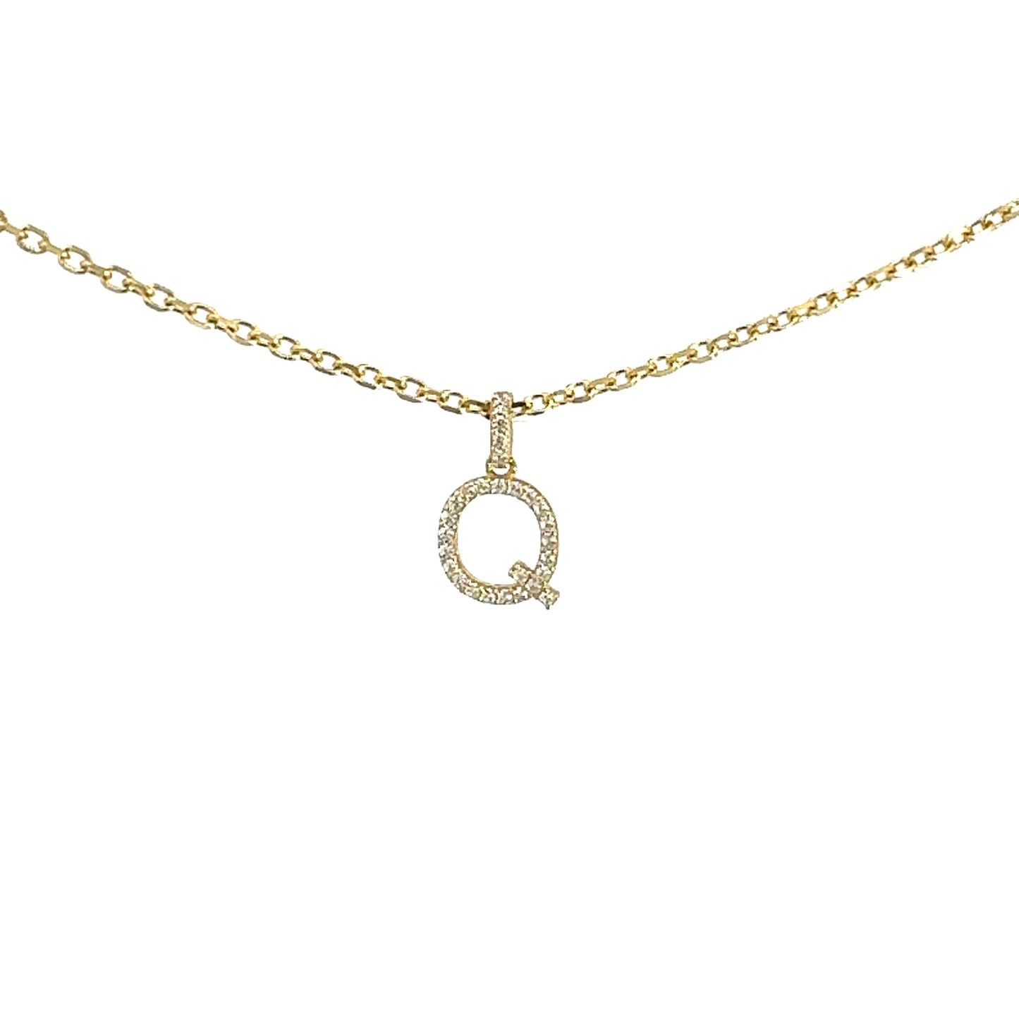 Letter Q Necklace 3.4GR 14K 18"