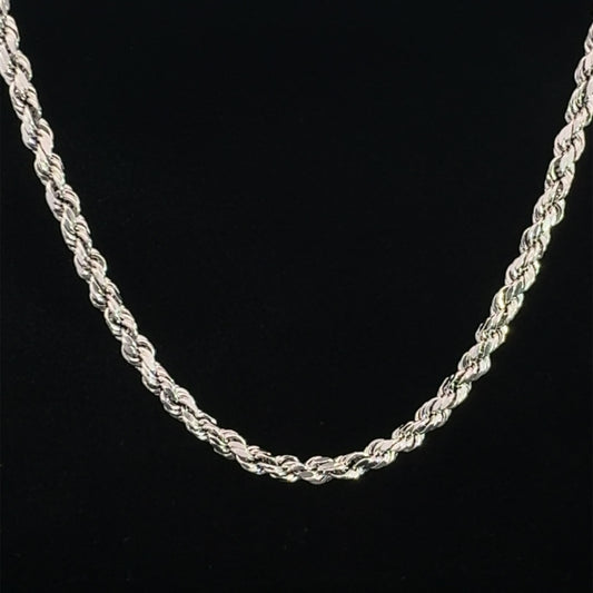 Hollow White Gold Rope Chain 6.2GR 3.2MM 14K 22"