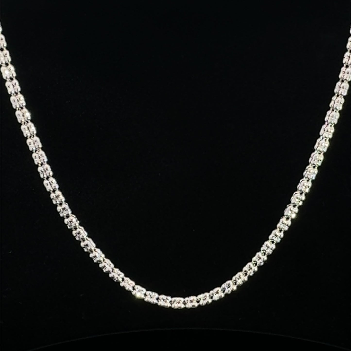 Cadena de oro blanco con forma de luna y hielo, 11,2 gr, 2,5 mm, 14 quilates, 22"