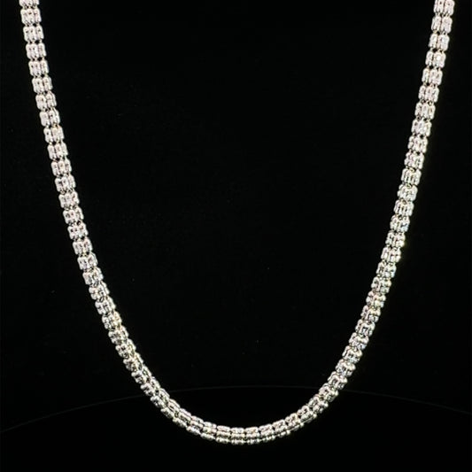 Cadena de oro blanco con forma de luna y hielo, 19,1 gr, 3,3 mm, 14 quilates, 22"