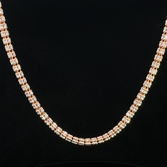 Cadena de oro rosa con forma de luna y hielo, 14,9 gr, 3,3 mm, 14 quilates, 18"