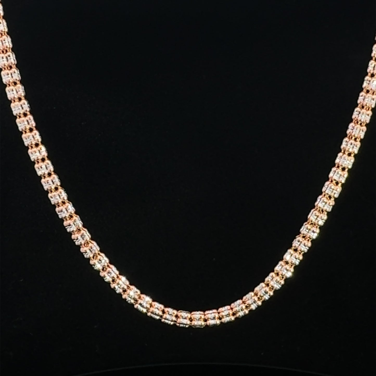 Cadena de oro rosa con forma de luna y hielo, 16,6 gr, 3,3 mm, 14 quilates, 20"