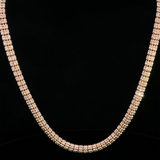 Cadena de oro rosa con forma de luna y hielo, 30 gr, 4,4 mm, 14 quilates, 22"