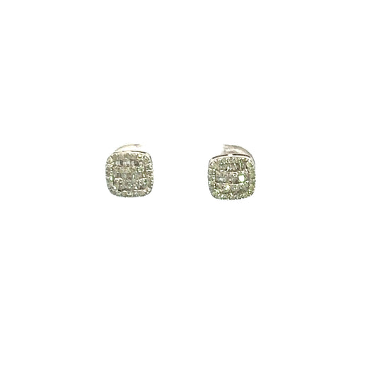 Pendientes de baguette cuadrados blancos PEQUEÑOS de 1 CT y 14 K