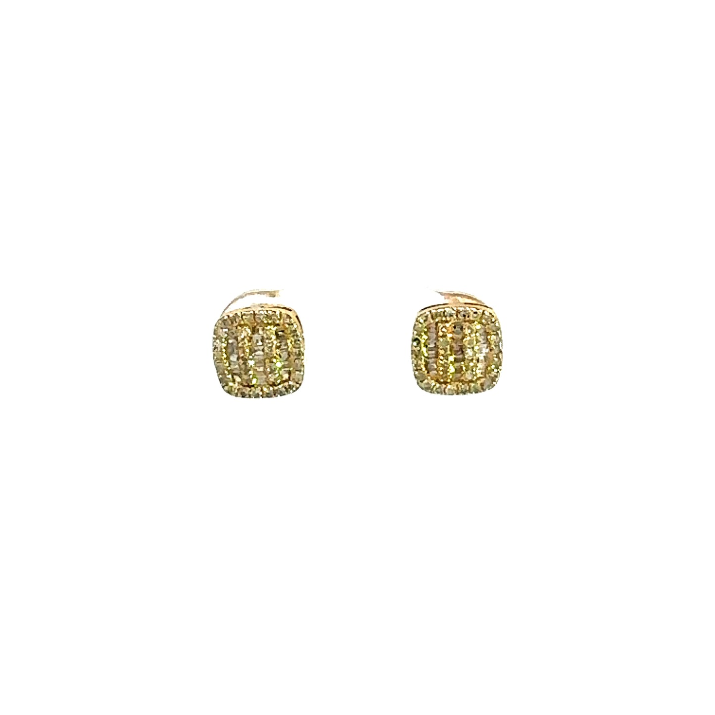 Yellow Gold Square Baguette Earrings SMALL 1CT 14K