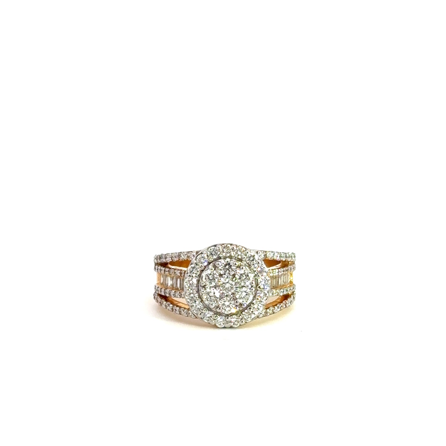 Yellow Gold Round Baguette Ring 1.30CT 7.5GR 14K 7"