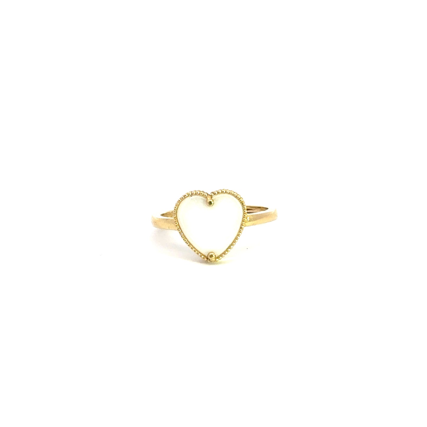 Anillo de oro blanco con forma de corazón de 2,6 gr y 14 quilates de 7"