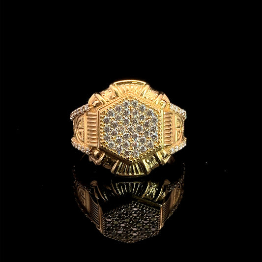 ANILLO ROMBO AMARILLO CZ 7GR 14K 10.5"