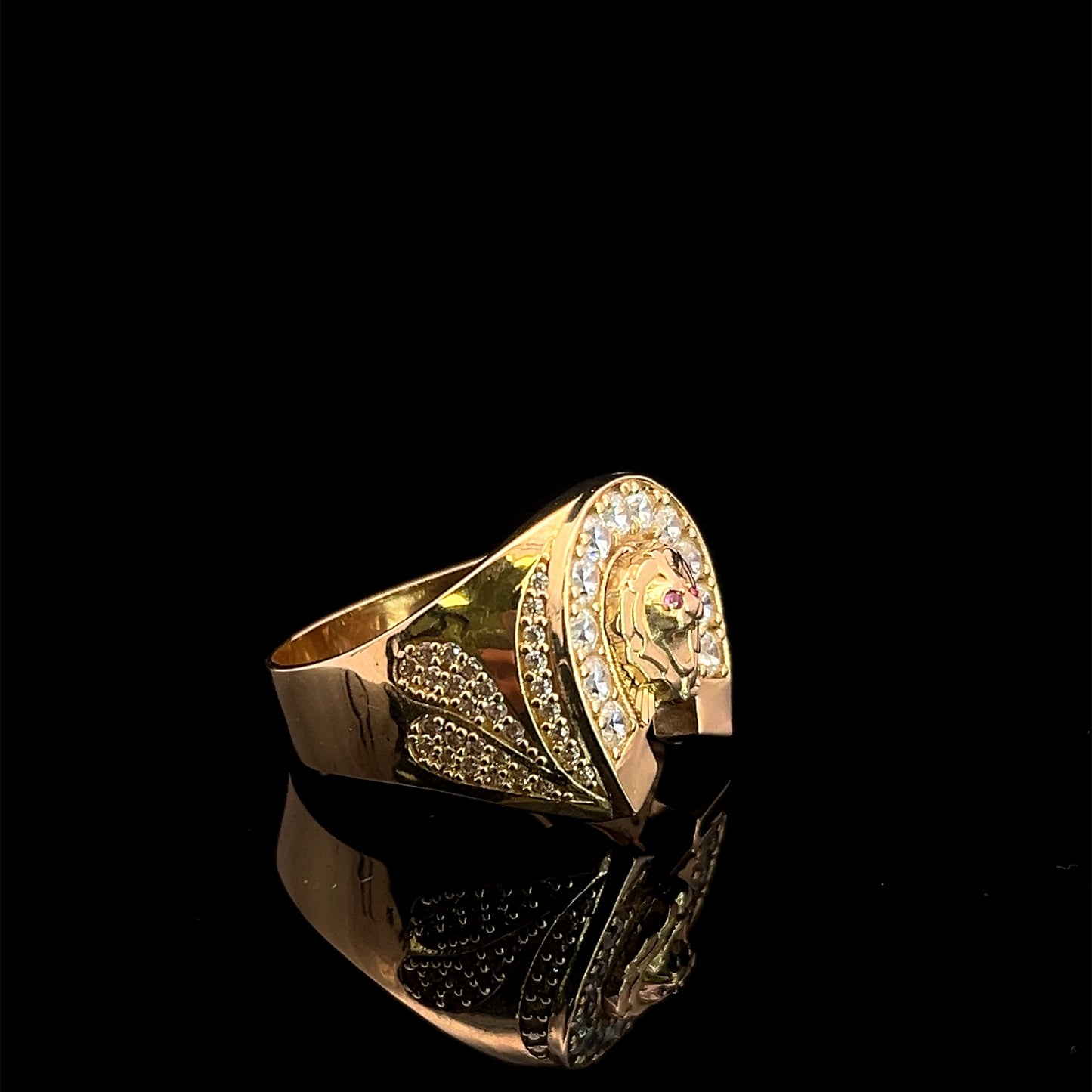 ANILLO LEON HERRADURA CZ 6.1GR 14K 10"