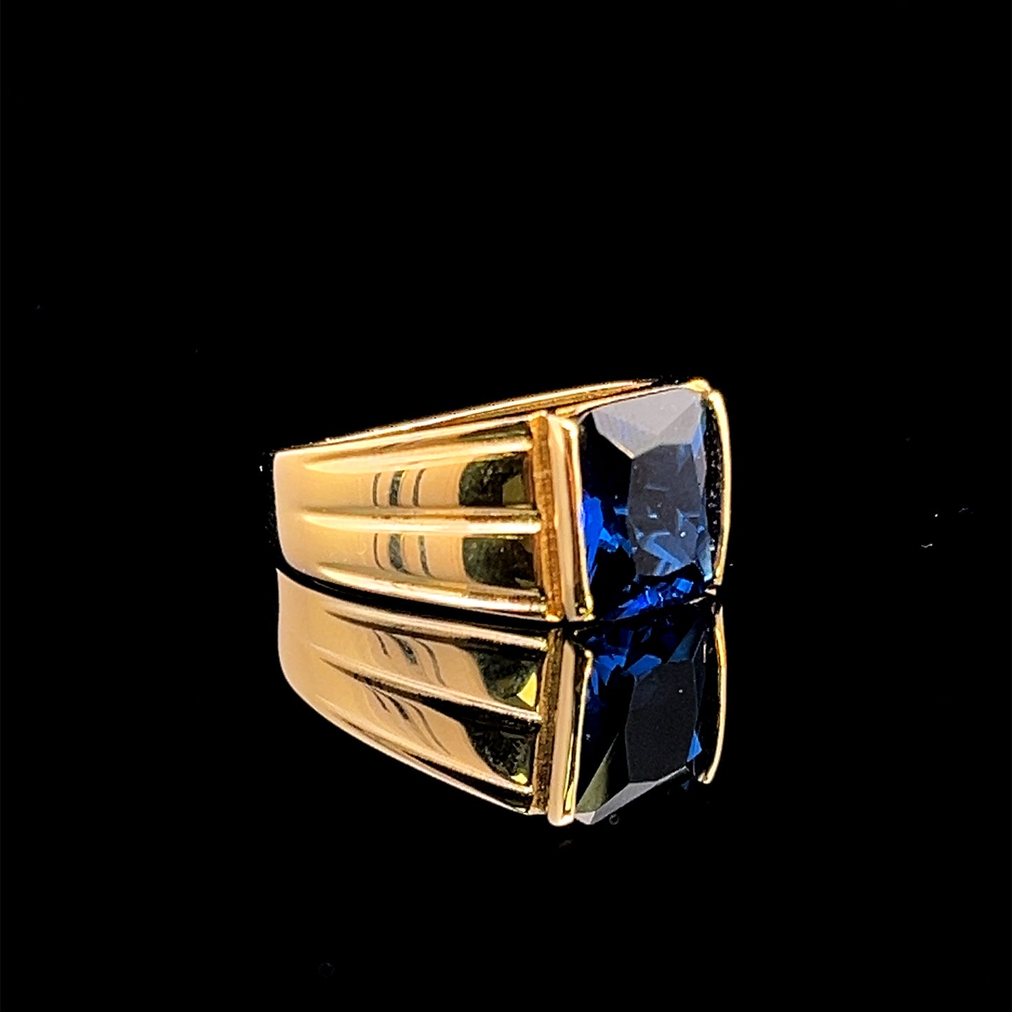 ANILLO CUADRADO PIEDRA AZUL 5.7GR 14K 10.5"