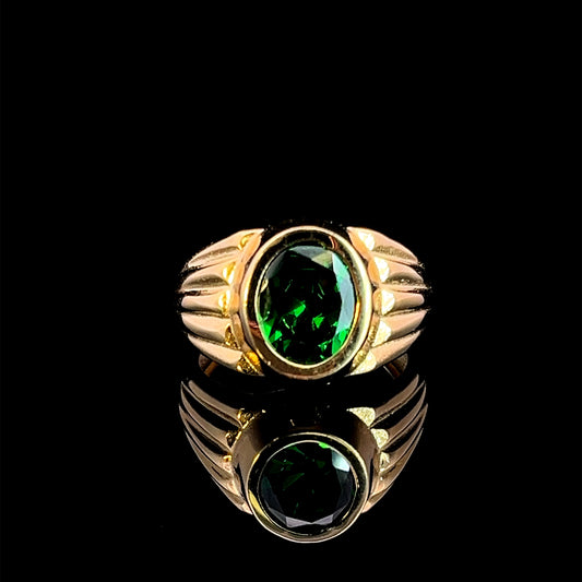 ANILLO REDONDO PIEDRA VERDE 6.2GR 14K 10"