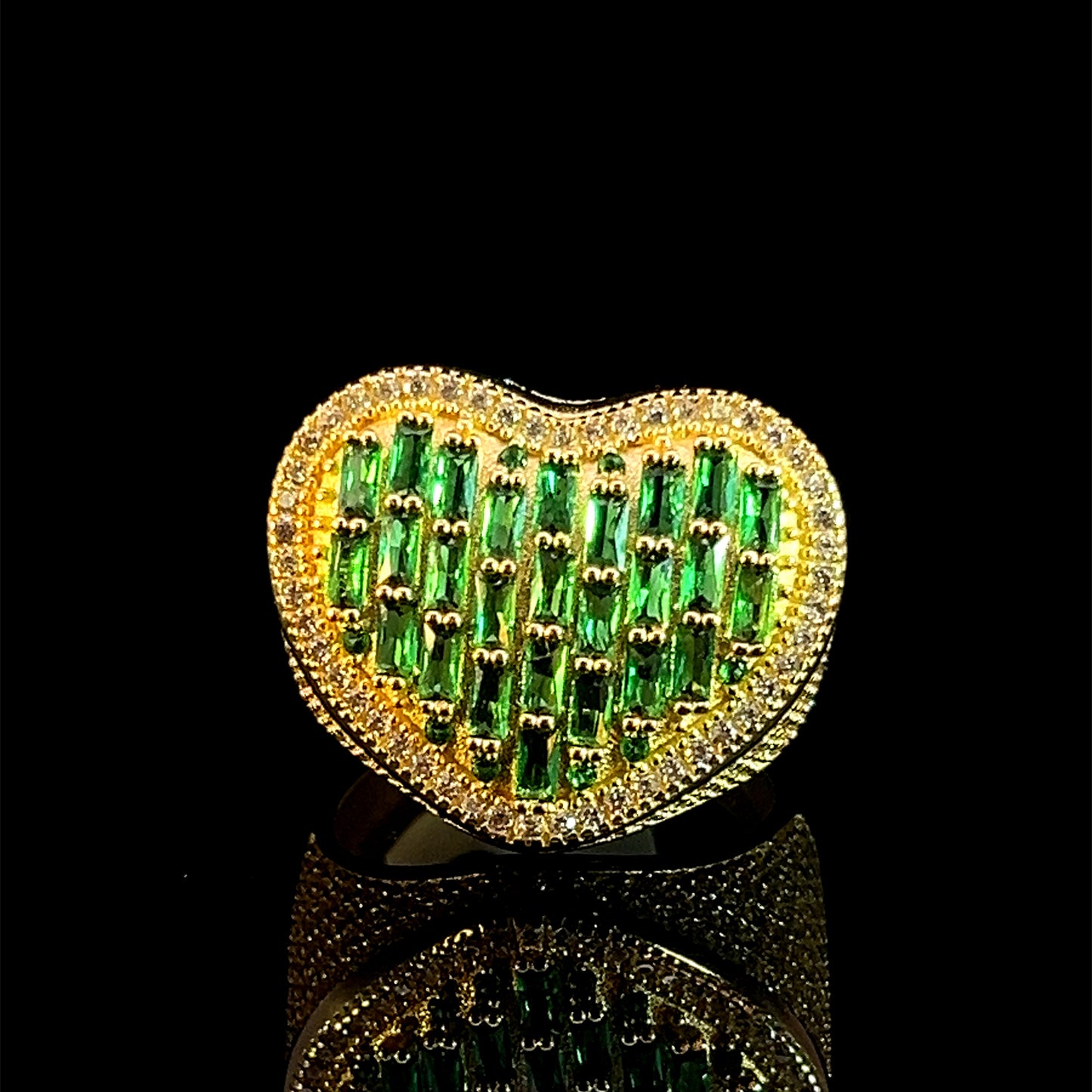 ANILLO CORAZON VERDE CZ 6.6GR 14K 7”