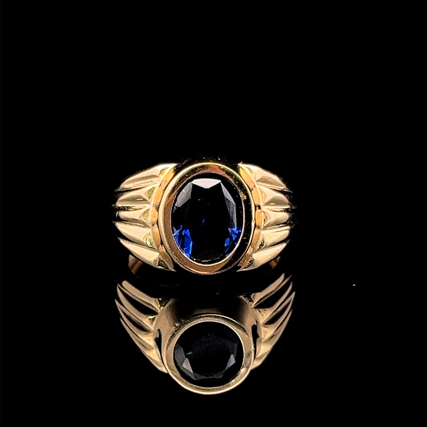 ANILLO REDONDO PIEDRA AZUL 6.2GR 14K 10"