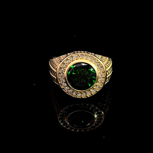 ANILLO REDONDO PIEDRA VERDE CZ 5.6GR 14K 10.5"