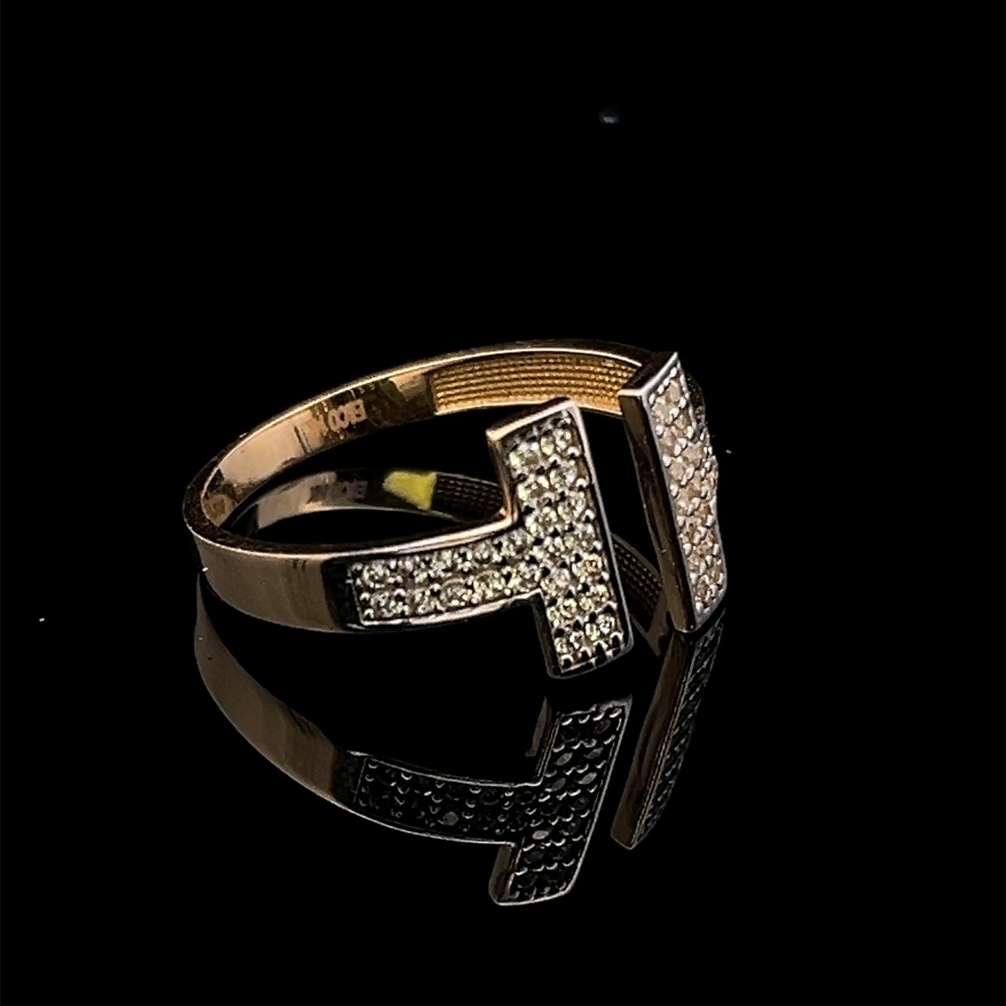 ANILLO CUADRO CZ 2GR 14K 8"