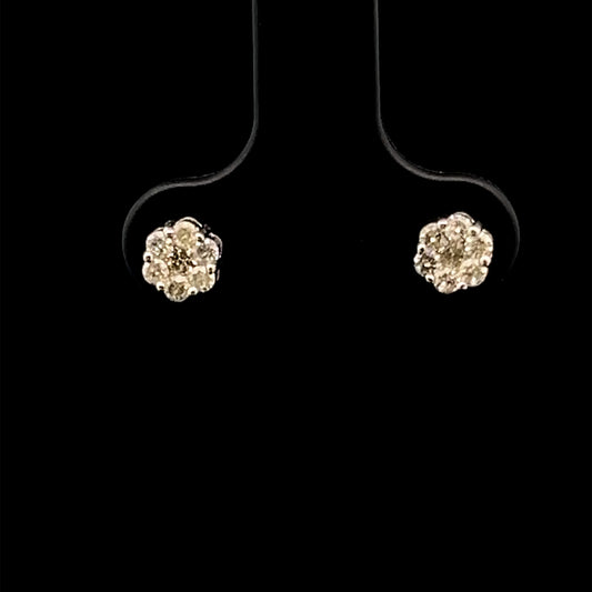 ARETES FLOR SMALL DIAMANTES BLANCO Y AMARILLO 1.3GR 14K 0.64CT (EX ER 1127-1)