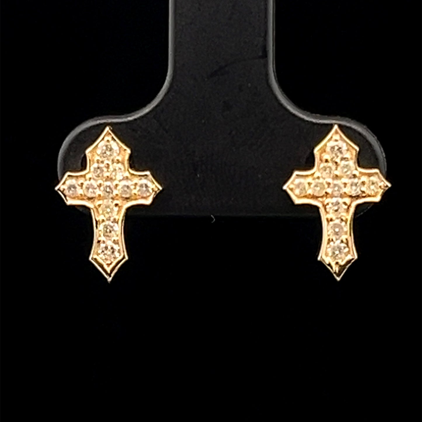 ARETES CRUZ AMARILLO DIAMANTES 1.5GR 14K 0.29CT (SLNER 0056-12)