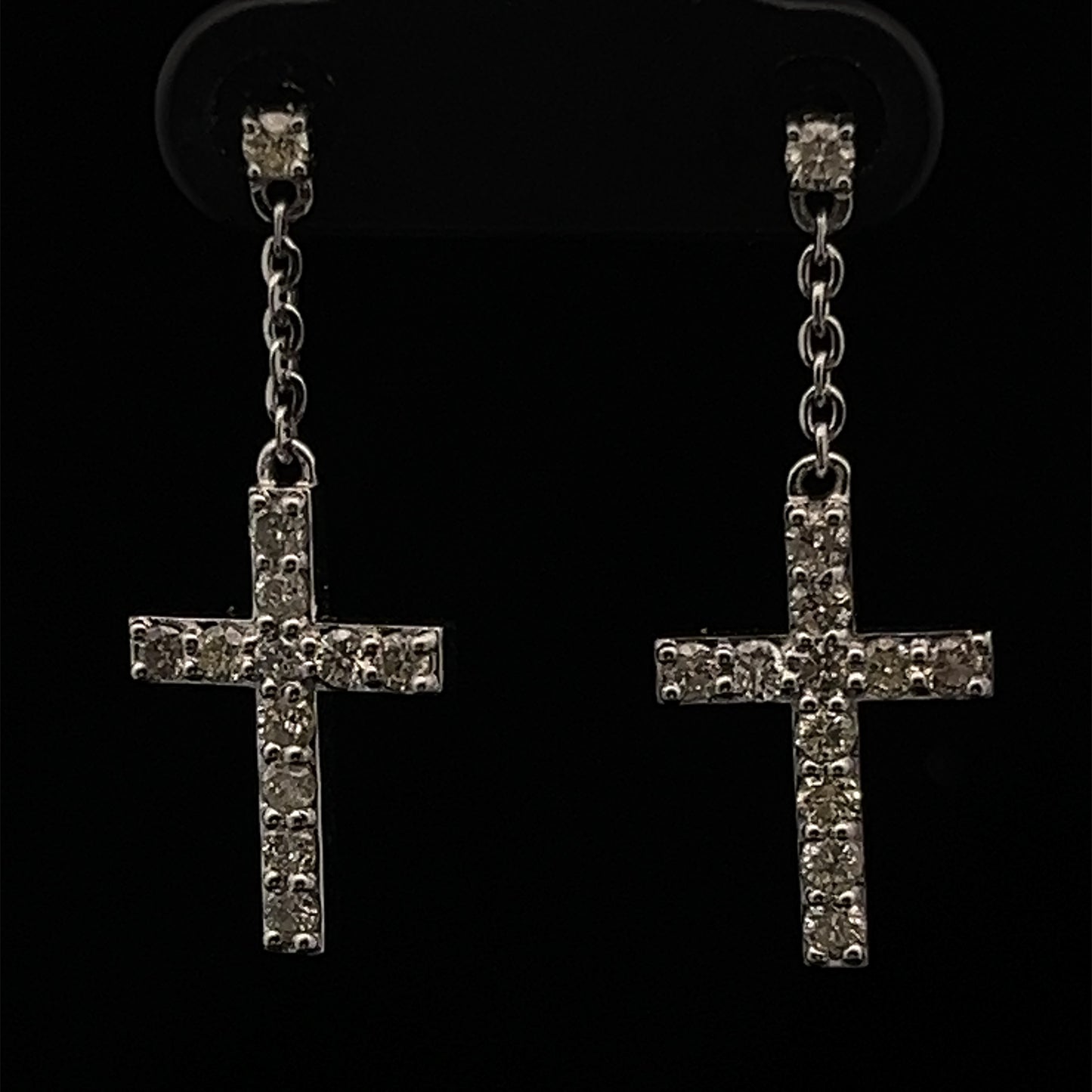 ARETES CRUZ COLGANTE DIAMANTES 2.4GR 0.92CT 14K