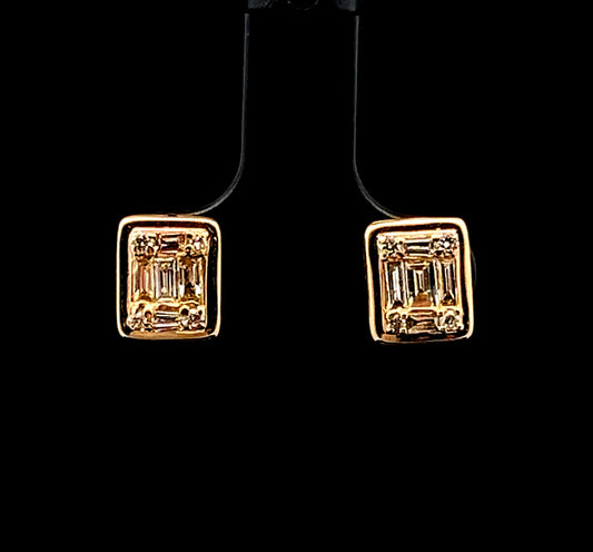 ARETES CUADRADO BLANCO ENAMEL 0.52CT 14K V1