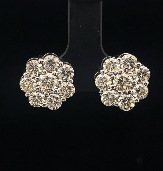 ARETES REDONDOS BLANCO DIAMANTES BIG 6.7GR 4,10CT 14K