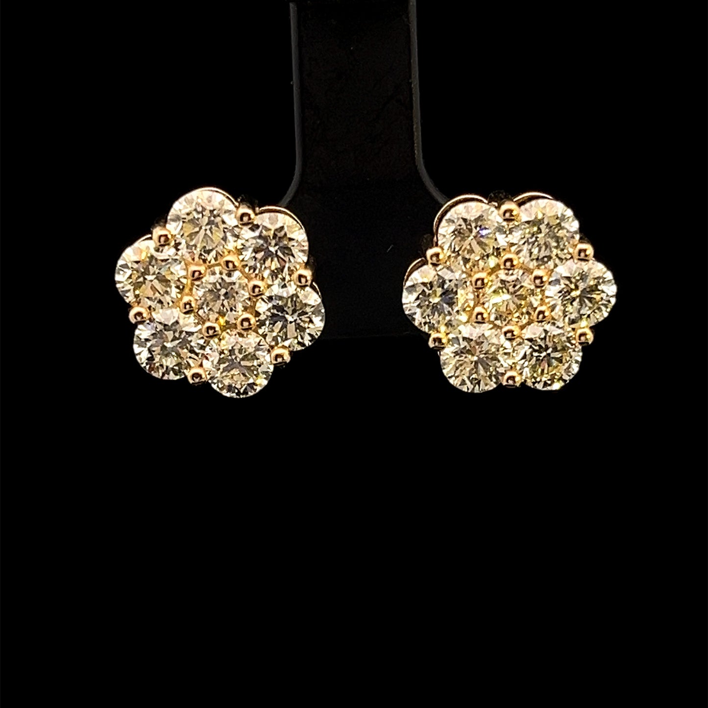 ARETES REDONDO BIG AMARILLO DIAMANTES 7.3GR 4.30CT 14K